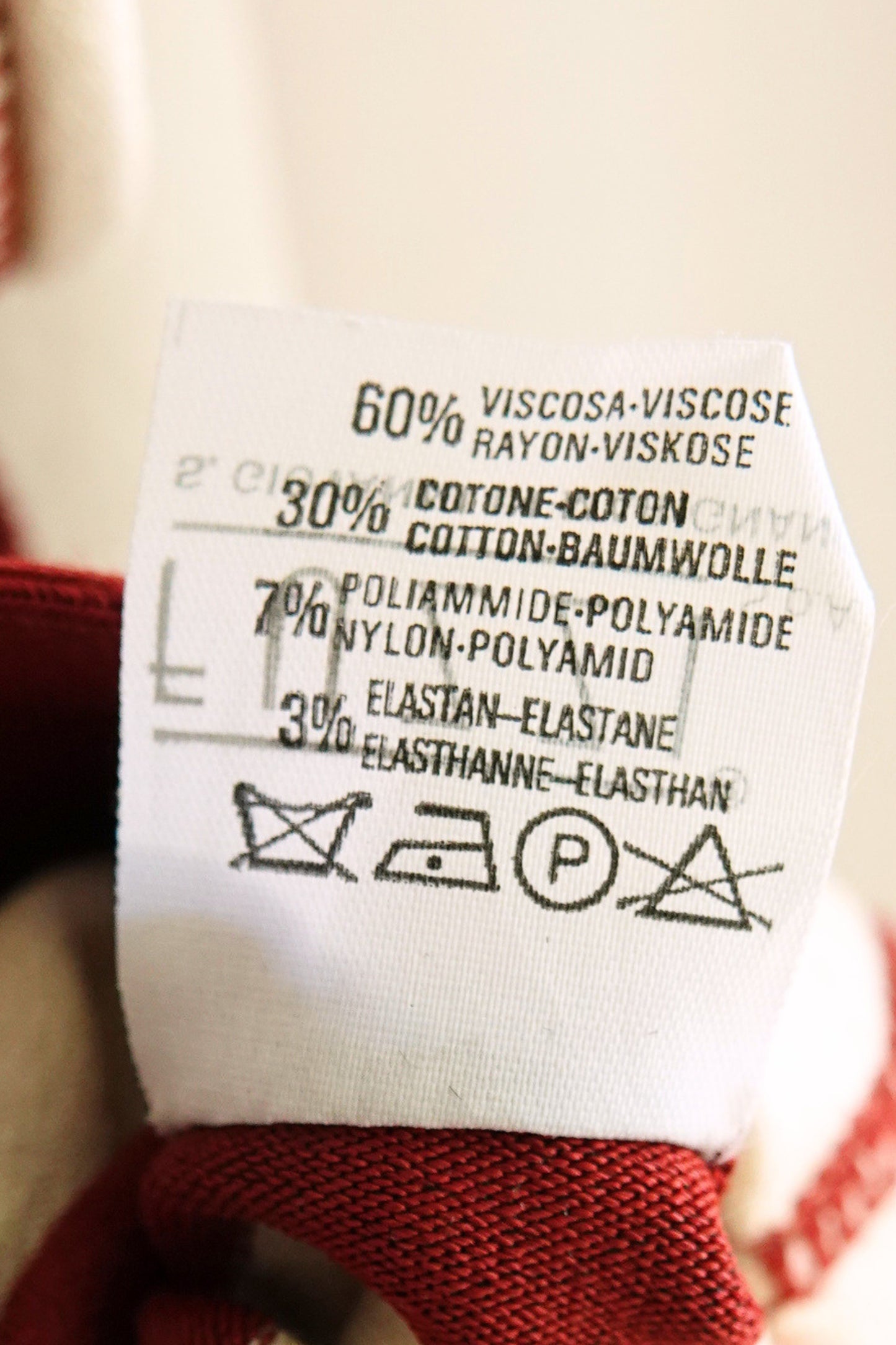 Jean Paul Gaultier Maille 1990s dress composition label, 60% viscose 30% cotton — Disco Palma