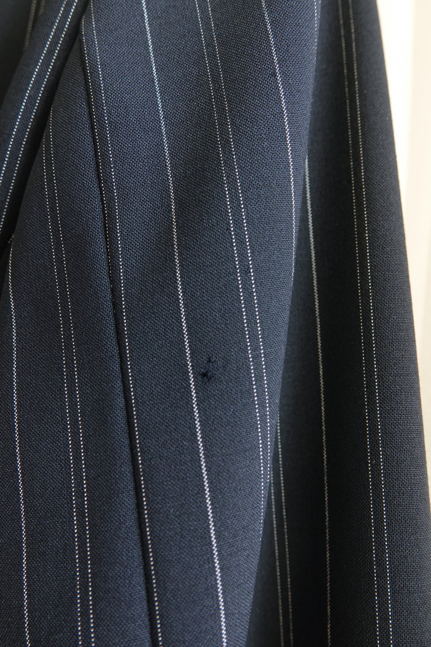 Vintage Armani Collezioni navy pinstripe jacket, on hanger — Disco Palma