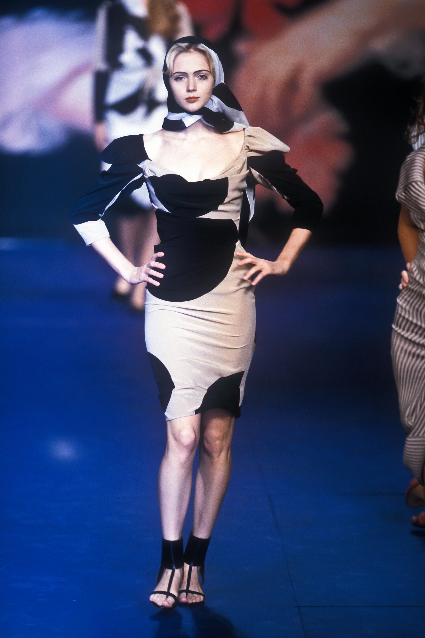 Vintage SS 1999 Asymmetrical Silk Wrap Dress with Polka Dot Motif
