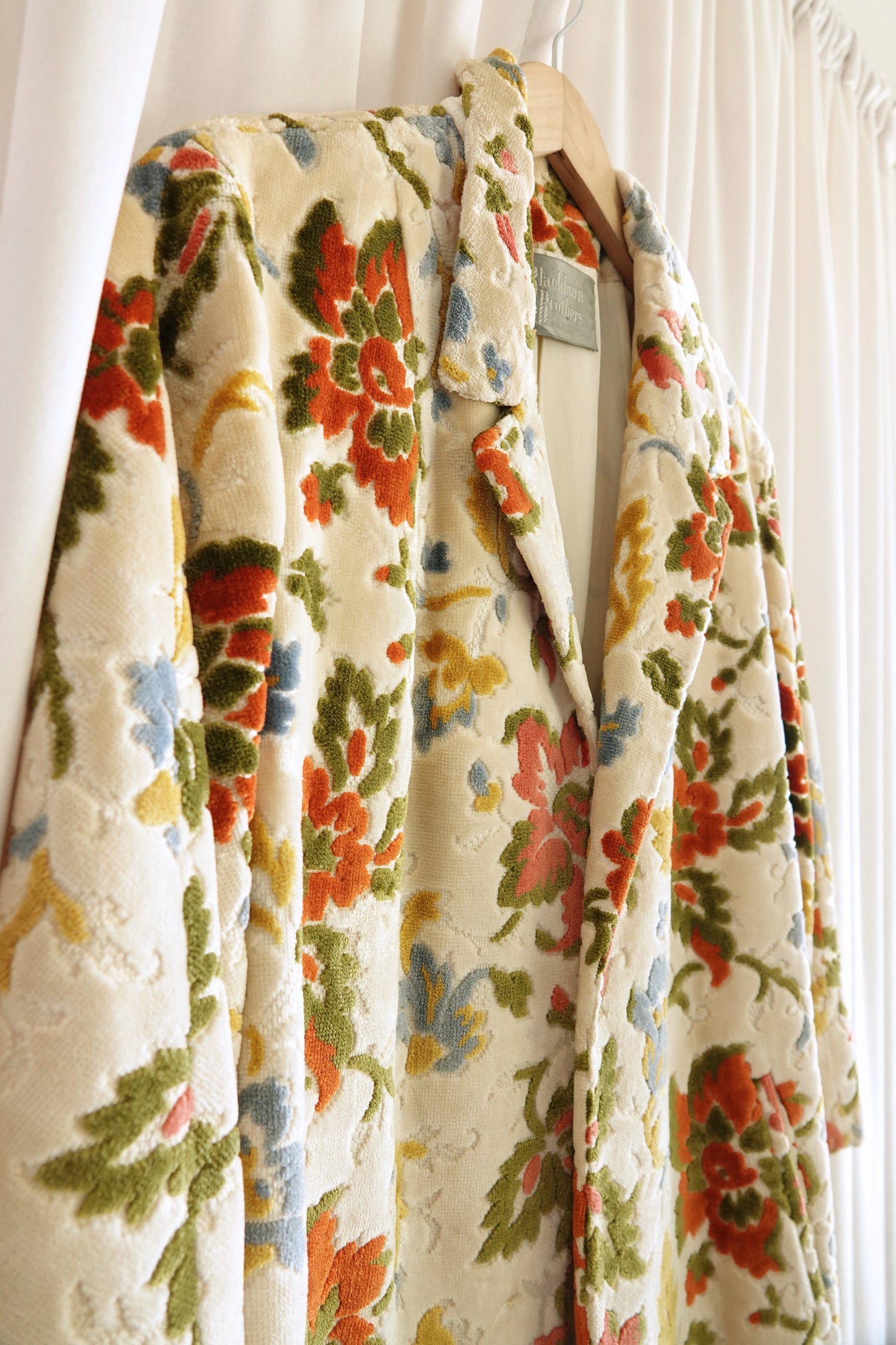 Vintage Late 1960s Floral Chenille Tapestry Coat