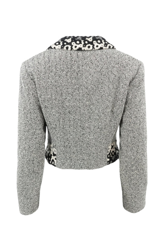 Kenzo Paris gray tweed cropped blazer, three-quarter view — Disco Palma