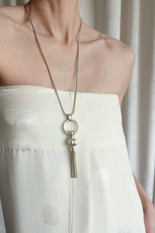Tiffany & Co. sterling silver ring and tassel pendant necklace, vintage designer jewelry
