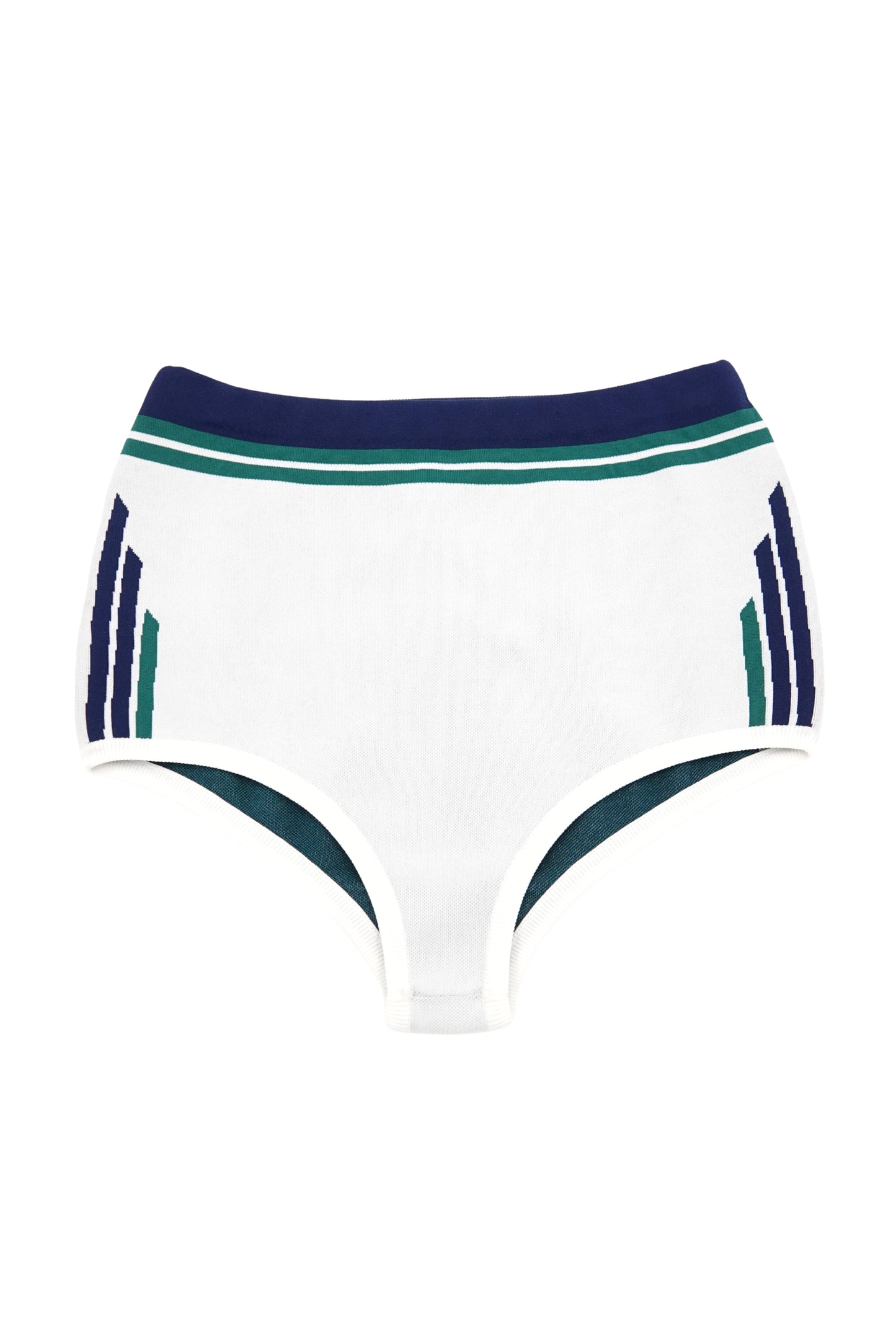 Piqué Knit Intarsia Striped Mini Shorts
