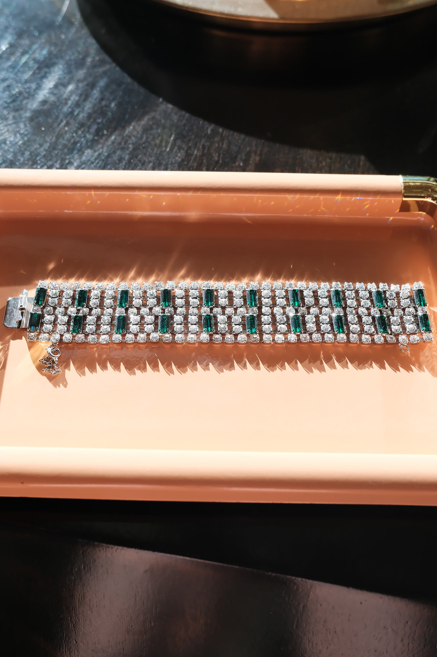 Emerald Radiance Art Deco Bracelet