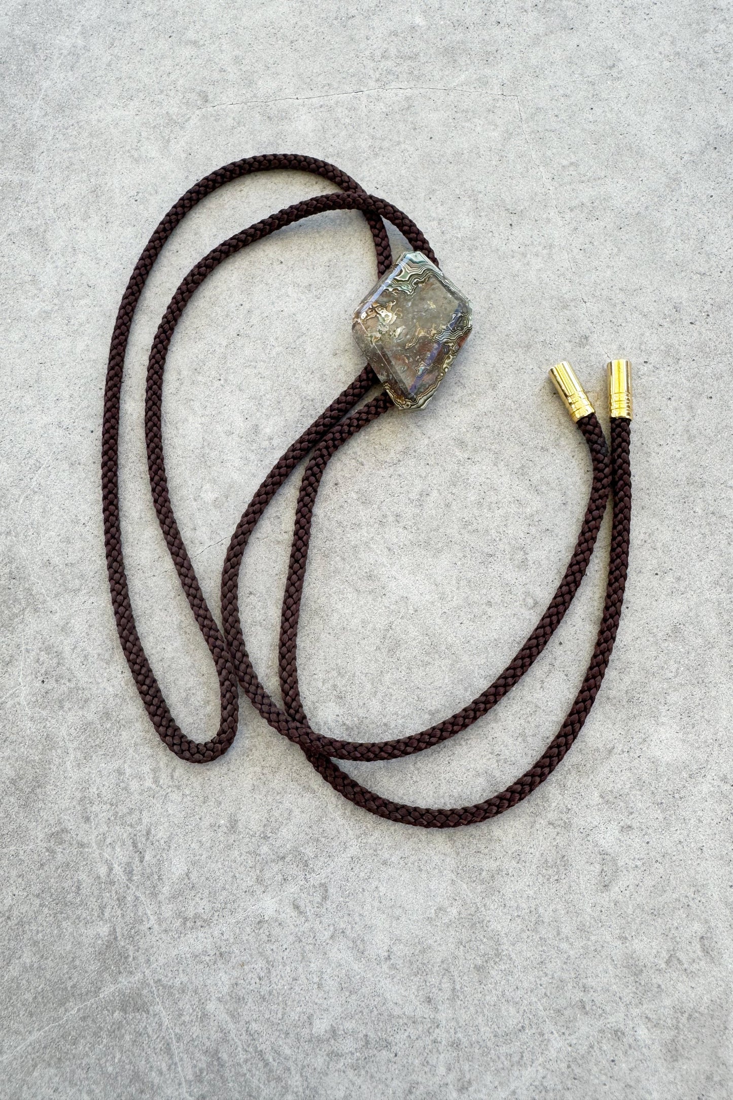 Banded Lace Agate Bolo Tie