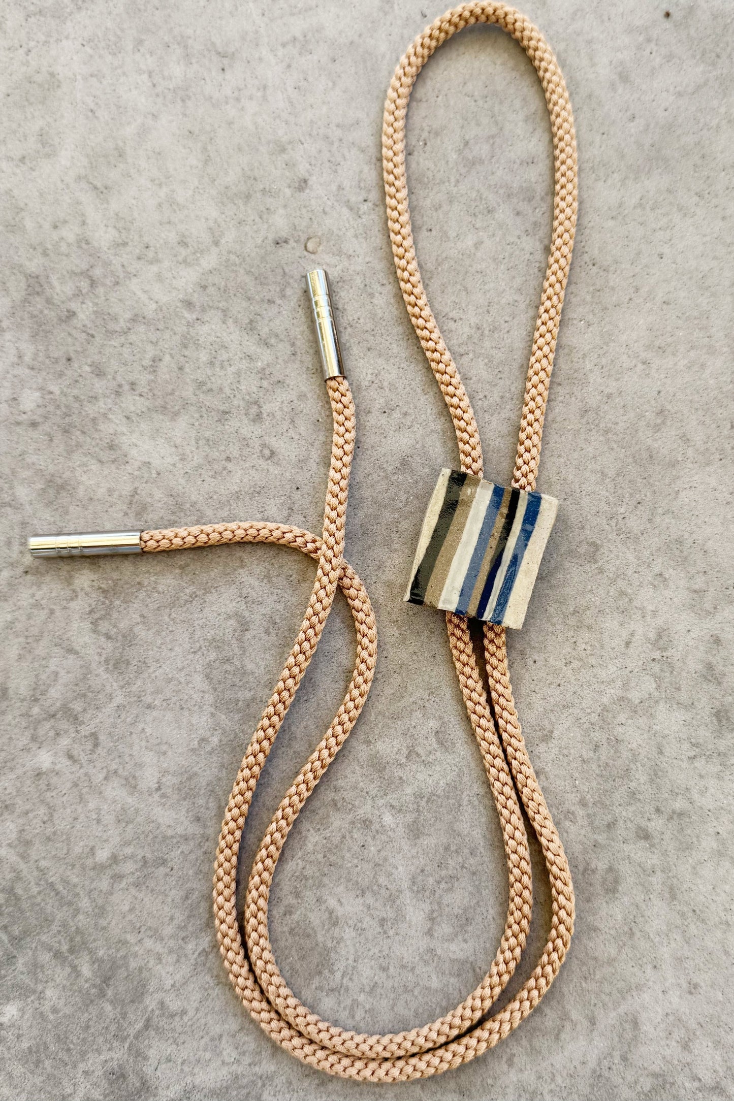Ceramic Striped Vintage Bolo Tie