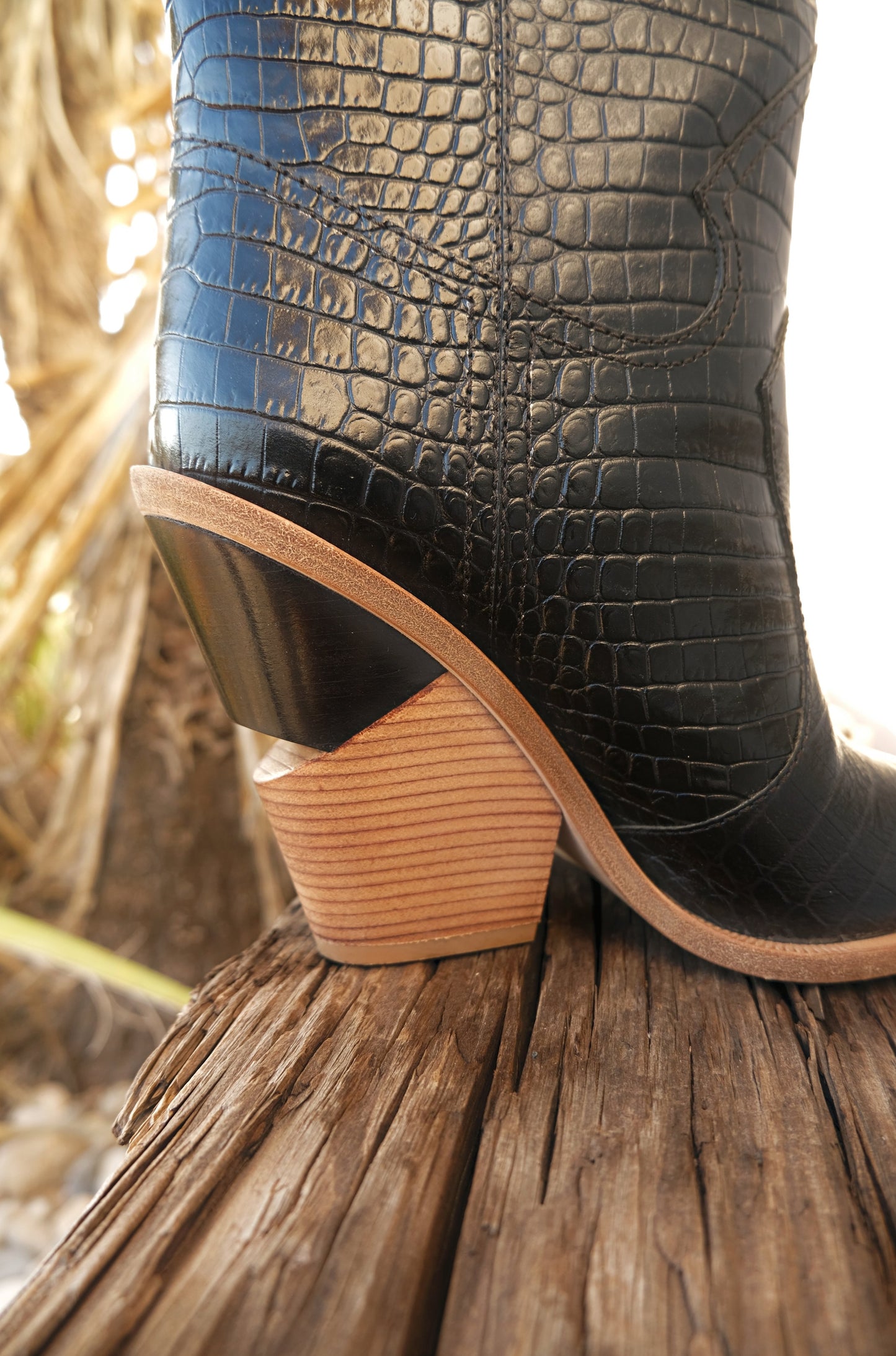 AW 2018 Croc Embossed Leather Knee High s Boots