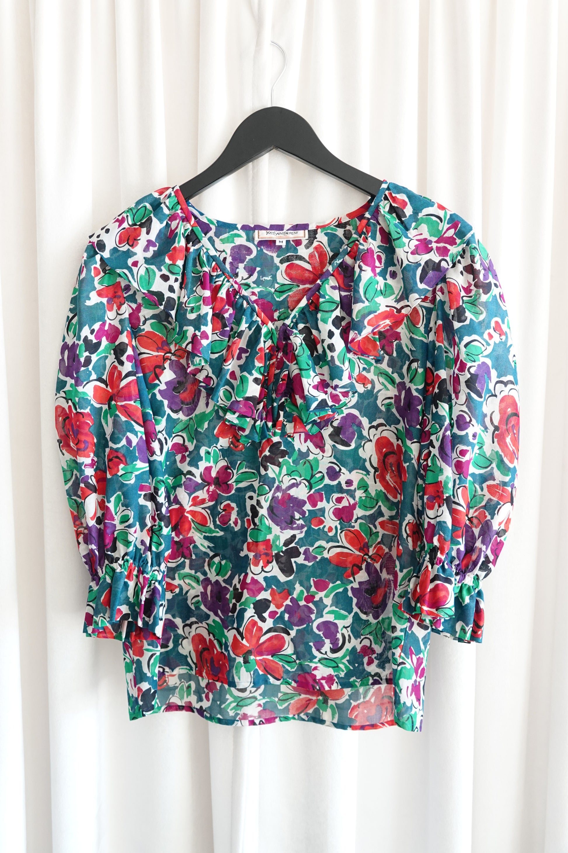 Yves Saint Laurent floral cotton two-piece set, floral print detail — Disco Palma