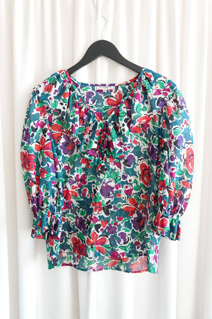 Yves Saint Laurent floral cotton two-piece set, floral print detail — Disco Palma
