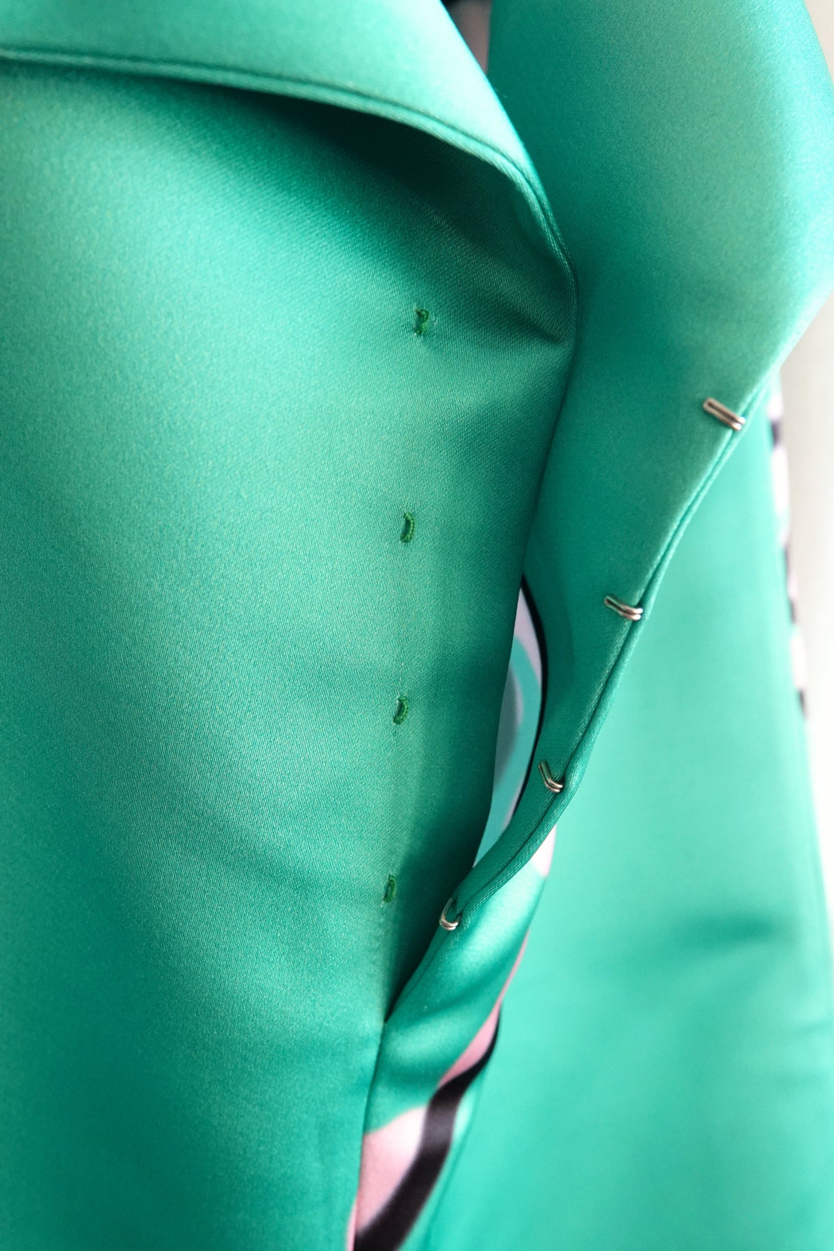 FW17 Runway Heart Blossom Print Green Duchesse Satin Bustier Dress