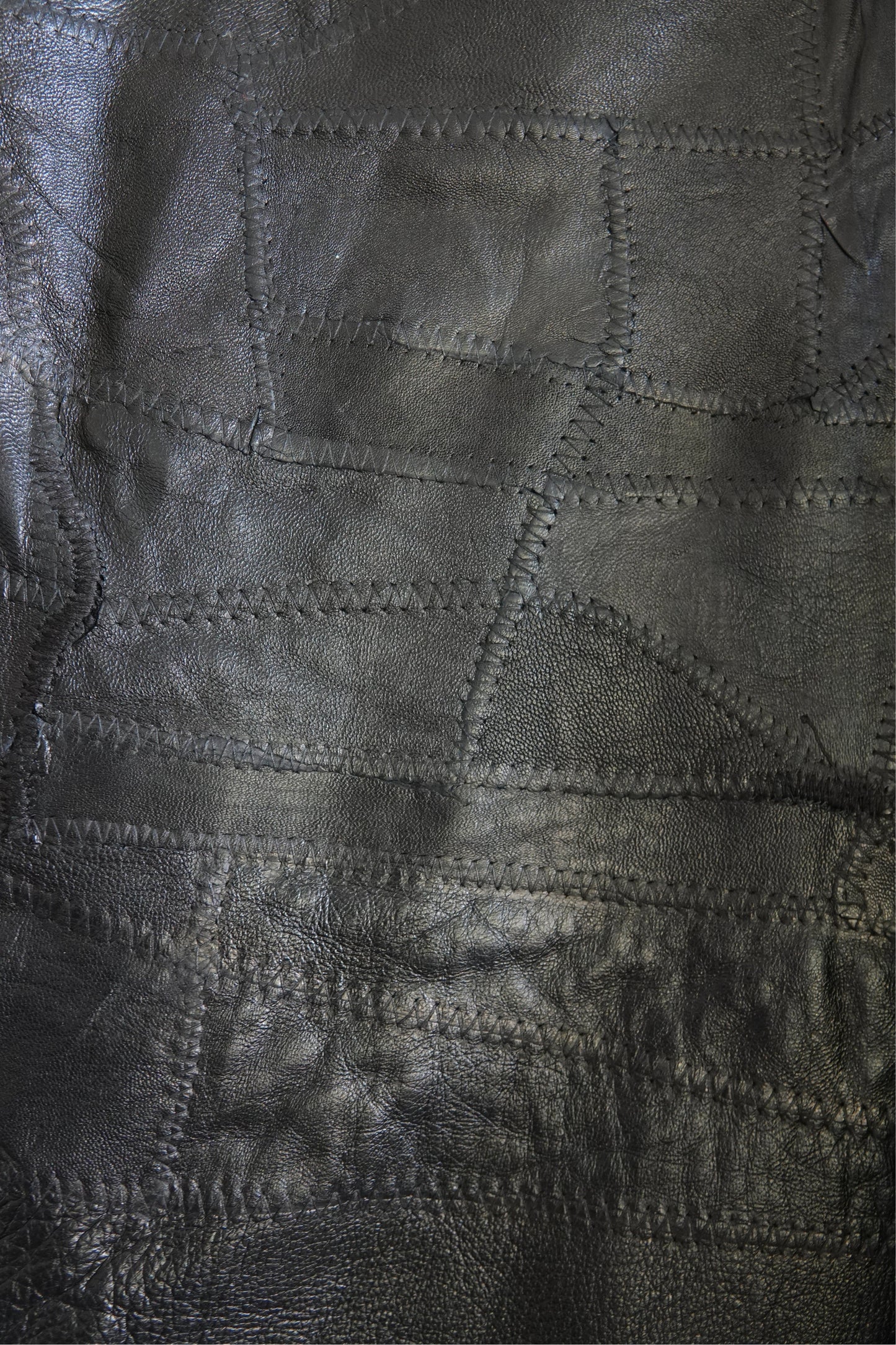 Vintage Early 2000s Black Patchwork Leather Wrap Skirt
