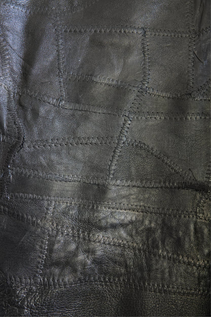 Vintage Early 2000s Black Patchwork Leather Wrap Skirt