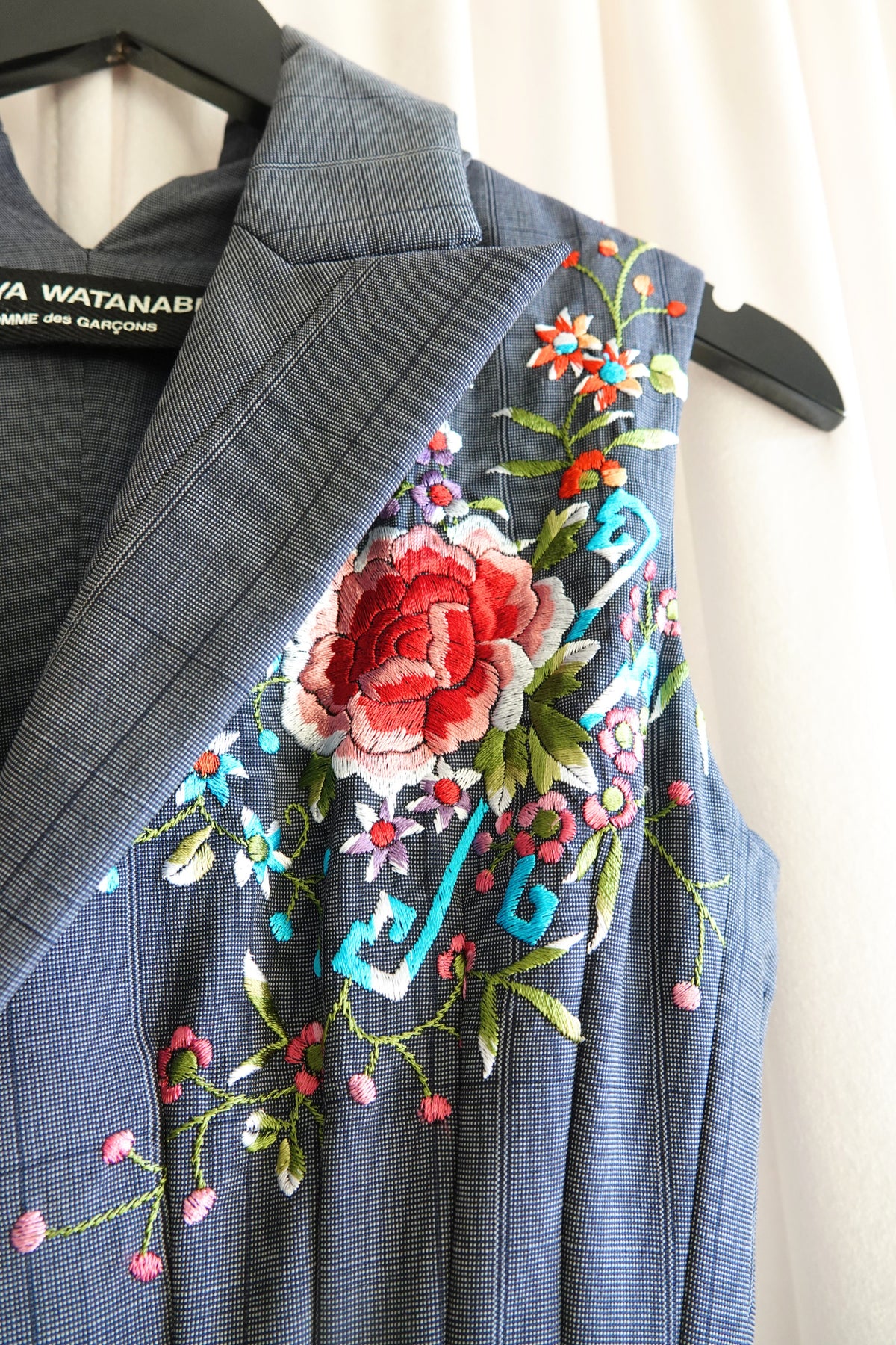 Junya Watanabe Comme des Garçons AD 1996 Embroidered Pleated Glen Check Vest