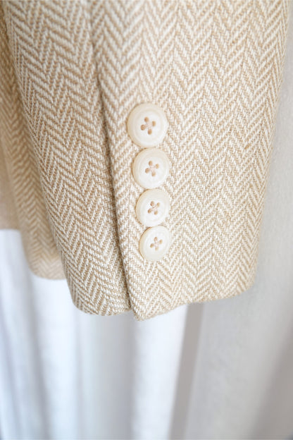 Vintage 1990s 100% Silk Herringbone Blazer