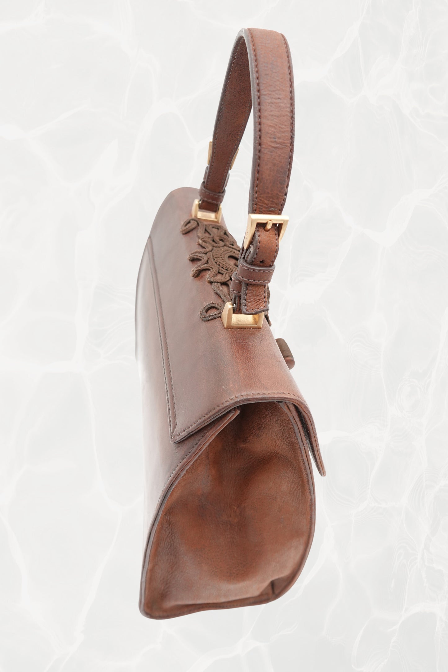 Interior pocket view of vintage Prada Antic Passamane bag