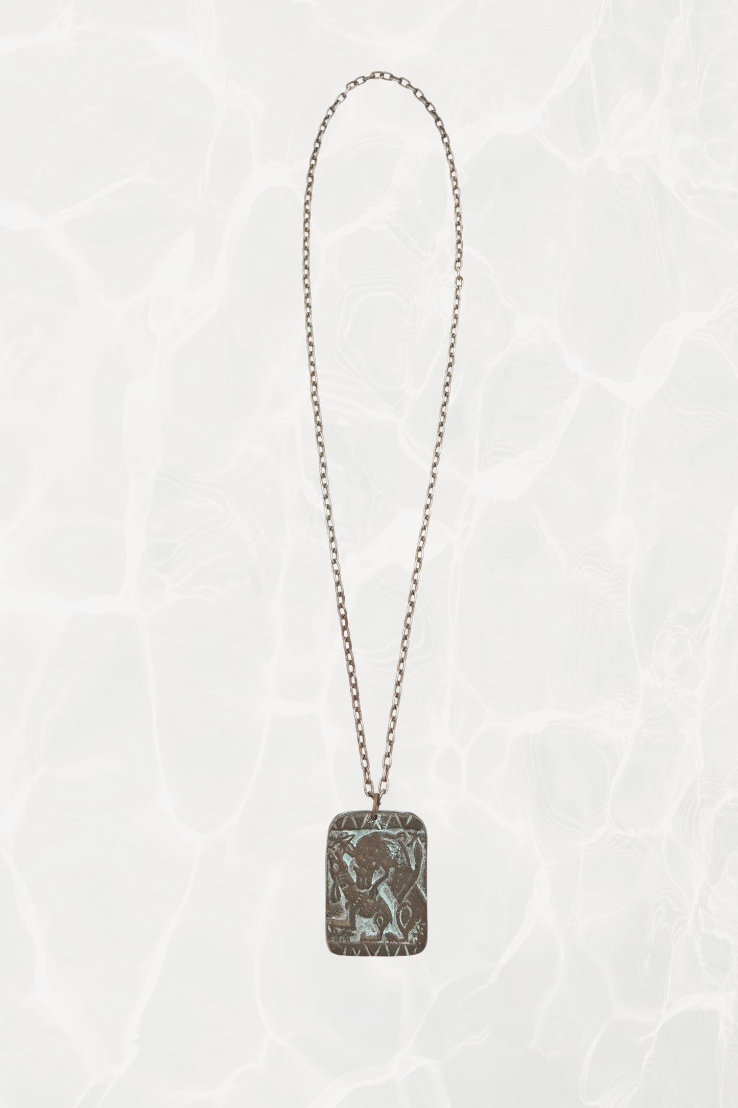 Vintage 1970s Greek Revival Bronze Relief Pendant Necklace