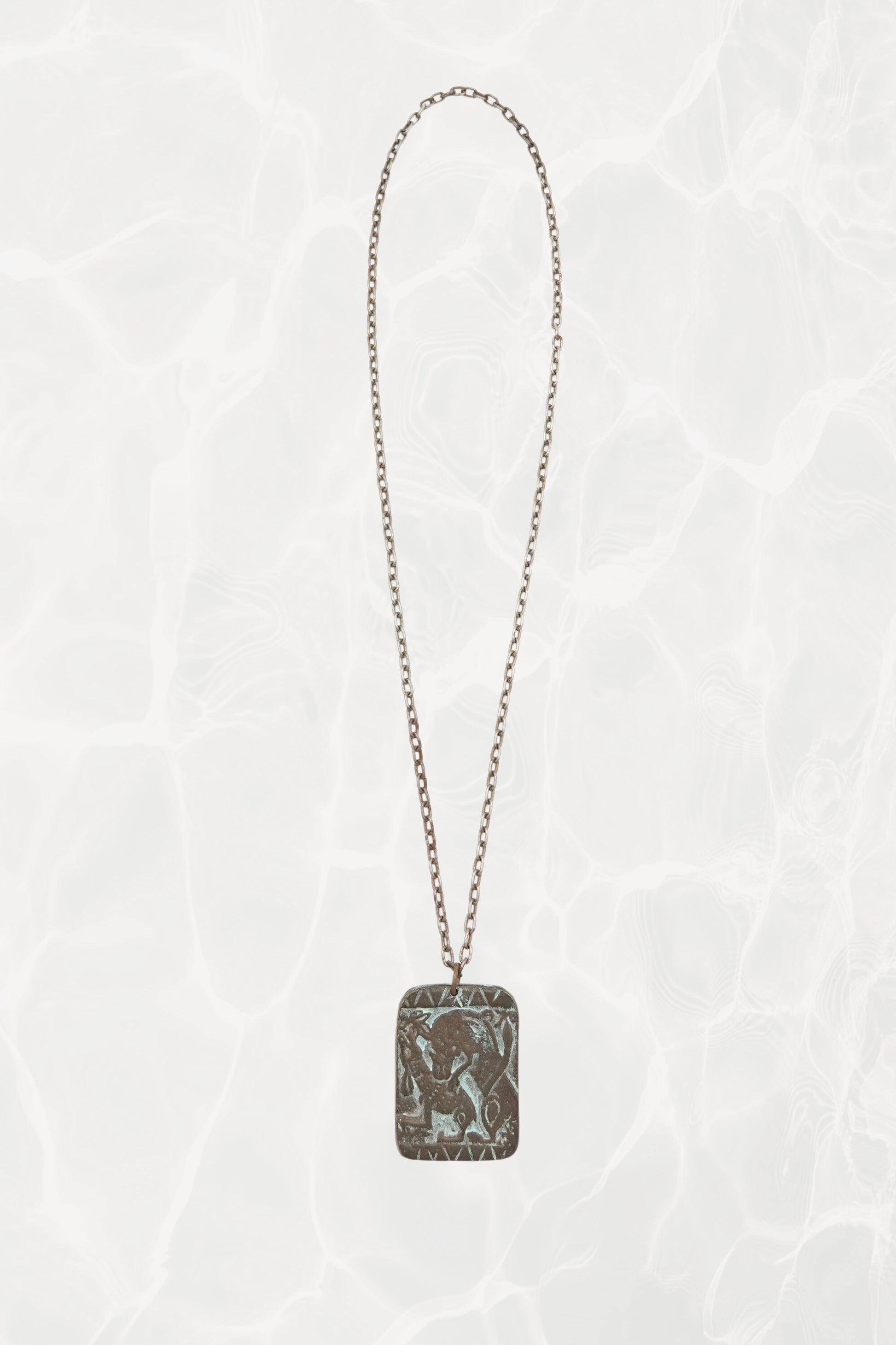 Vintage 1970s Greek Revival Bronze Relief Pendant Necklace