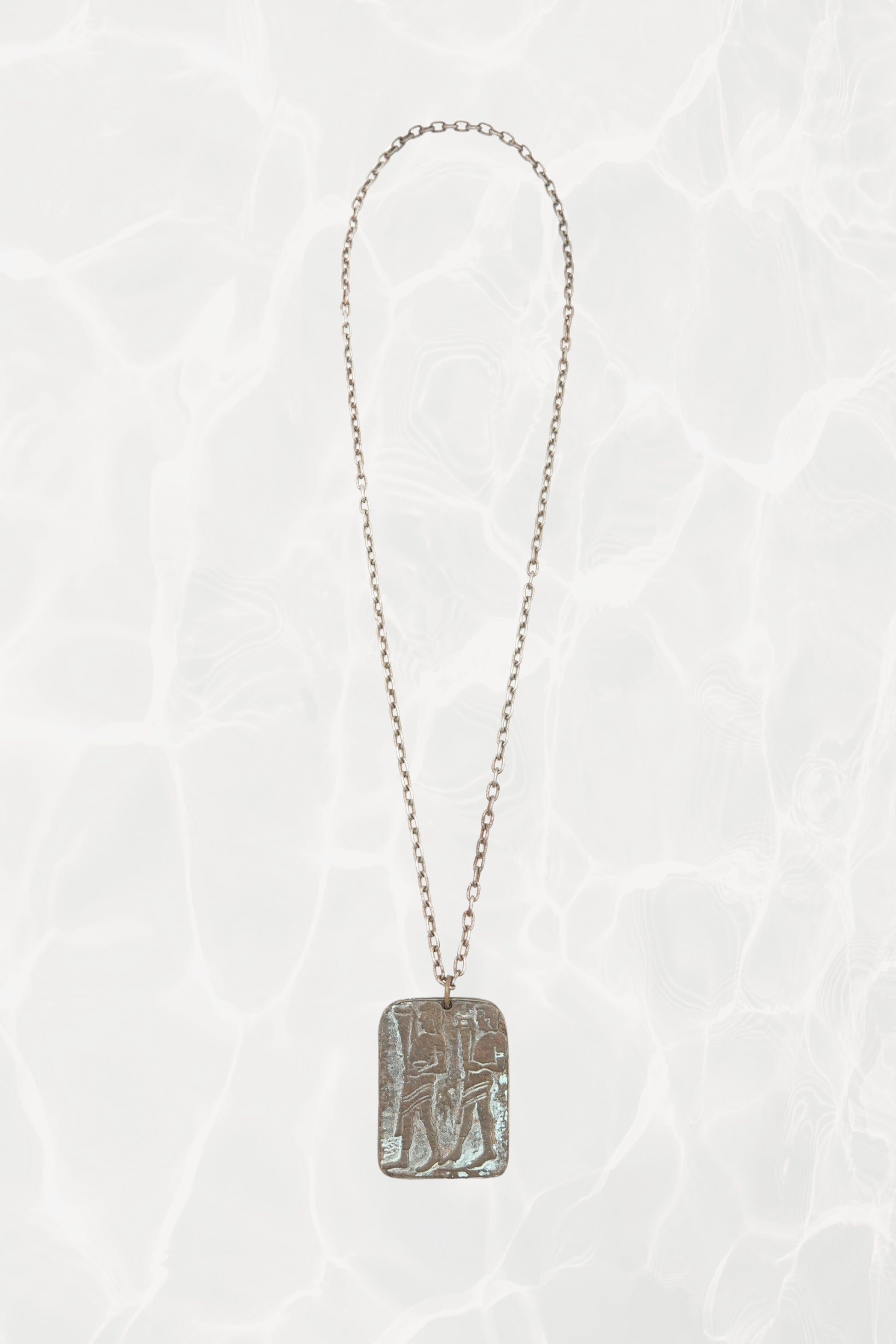 Vintage 1970s Greek Revival Bronze Relief Pendant Necklace