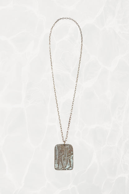 Vintage 1970s Greek Revival Bronze Relief Pendant Necklace