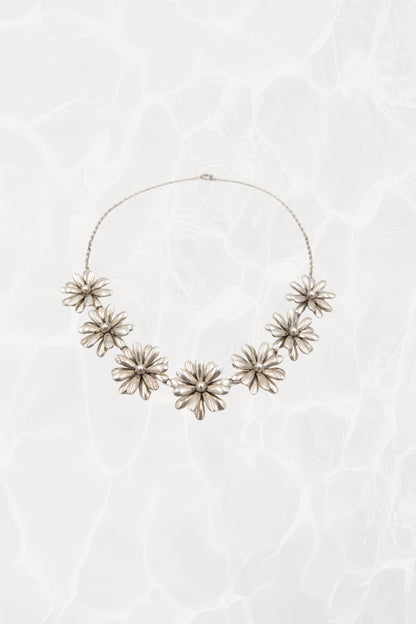 Mid-Century Danish Sterling Silver Daisy Necklace by SCF Denmark, circa 1950s – 60s