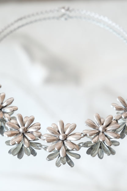 Mid-Century Danish Sterling Silver Daisy Necklace by SCF Denmark, circa 1950s – 60s