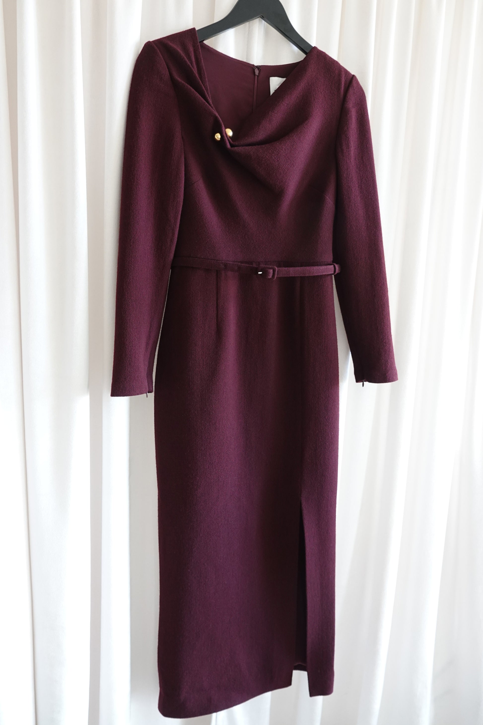 Roland Mouret burgundy pencil dress, full length — Disco Palma