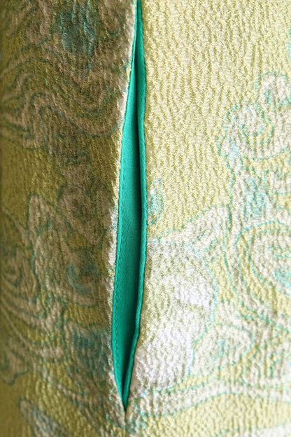 Balenciaga Edition by Nicolas Ghesquière Chartreuse Cloqué Brocade Tunic Dress with Scarf