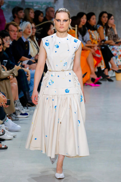 SS19 Hand-Painted Floral Cotton Canvas Gown