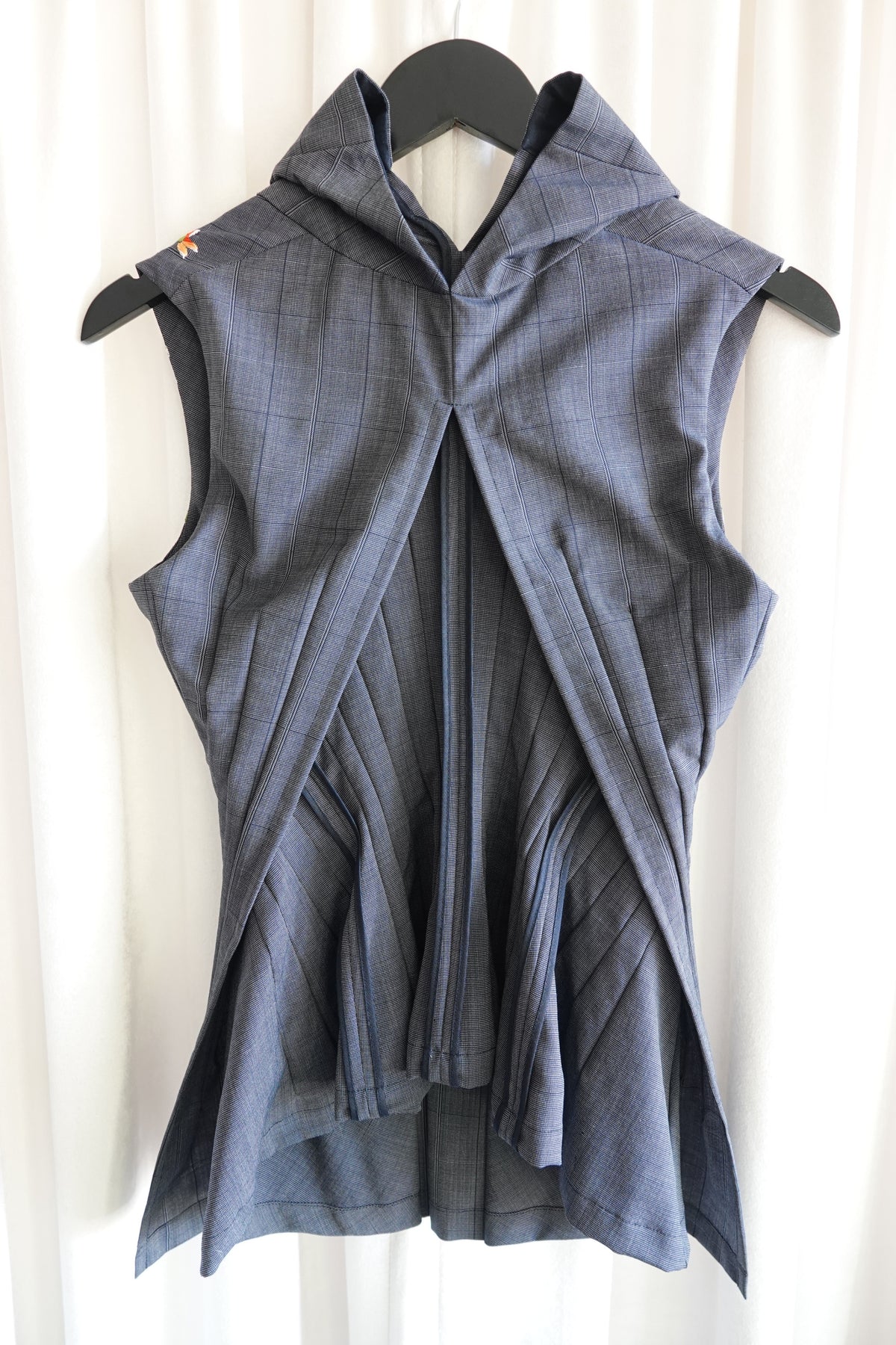 Junya Watanabe Comme des Garçons AD 1996 Embroidered Pleated Glen Check Vest