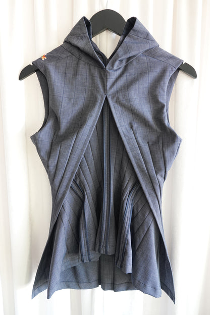 Junya Watanabe Comme des Garçons AD 1996 Embroidered Pleated Glen Check Vest