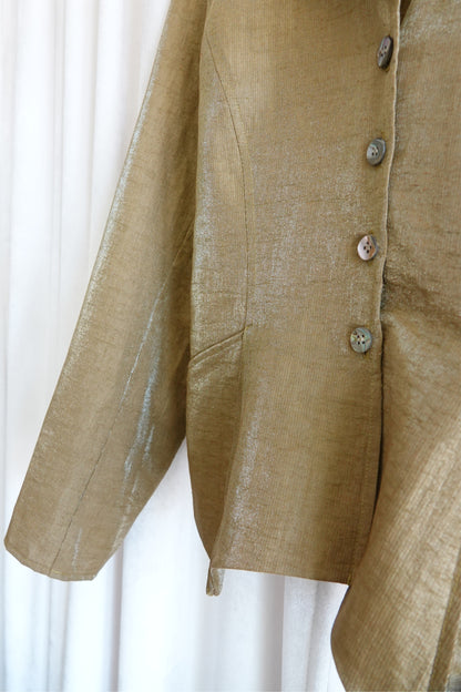 Vintage 1990s Gold Metallic Linen Jacket