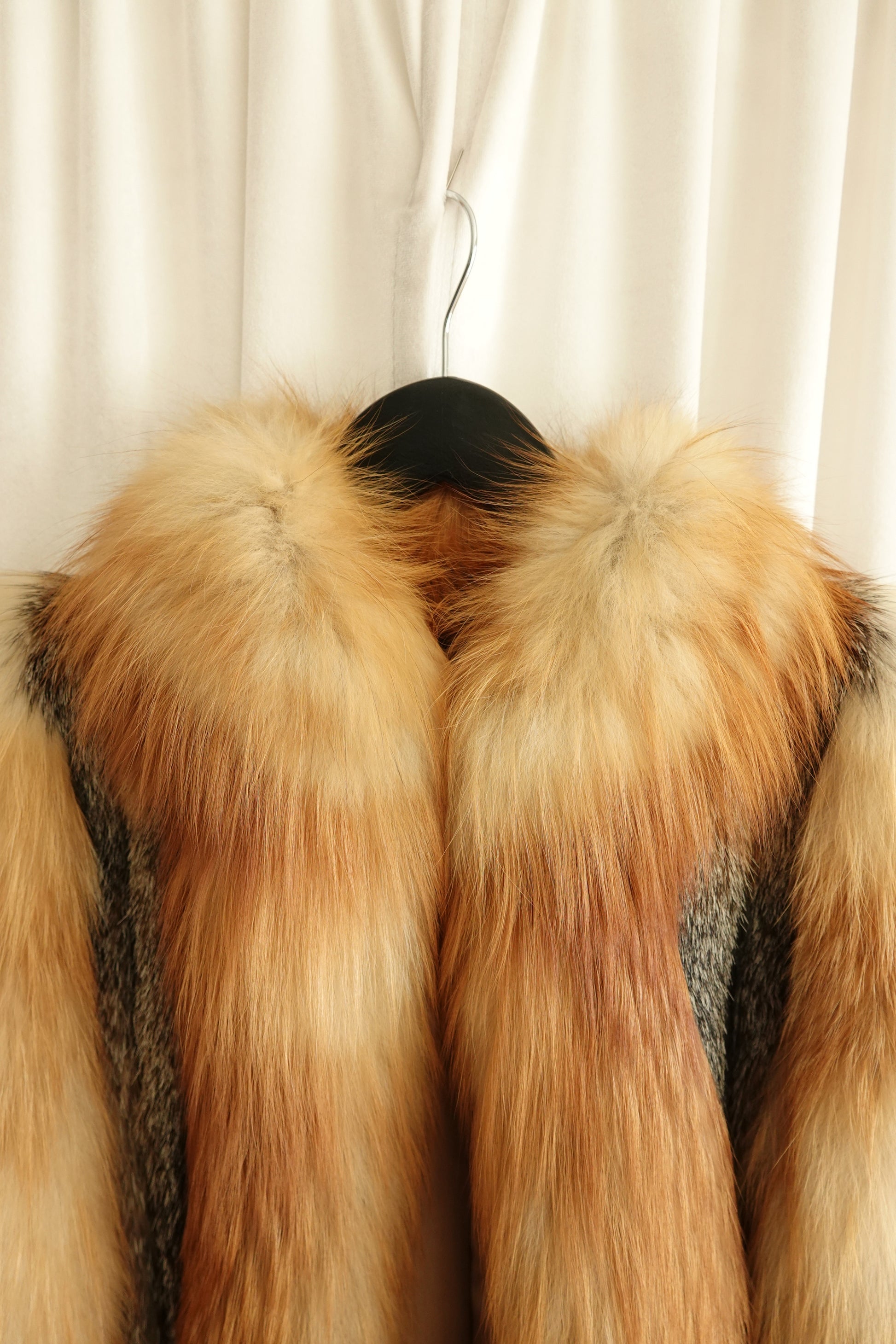 1970s Voluminous Red Fox Fur Cropped Jacket with Natural Silver Fox Panels