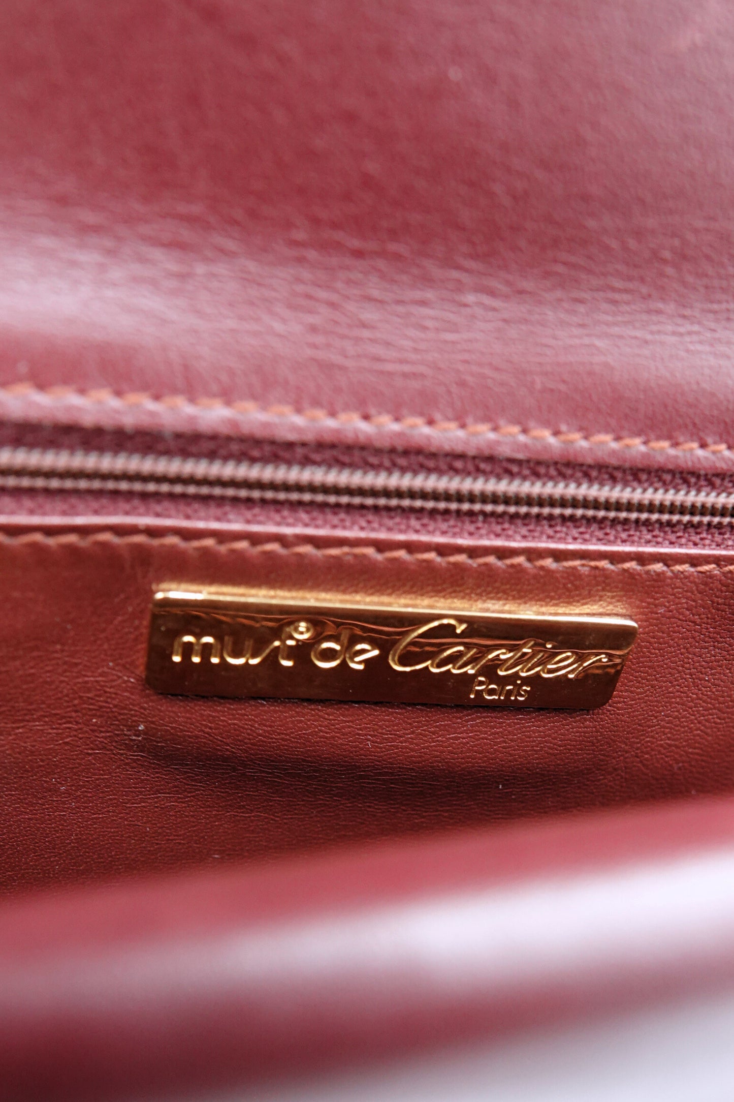 Vintage “Must de Cartier” Burgundy Leather Envelope Shoulder Bag, C. 1990's
