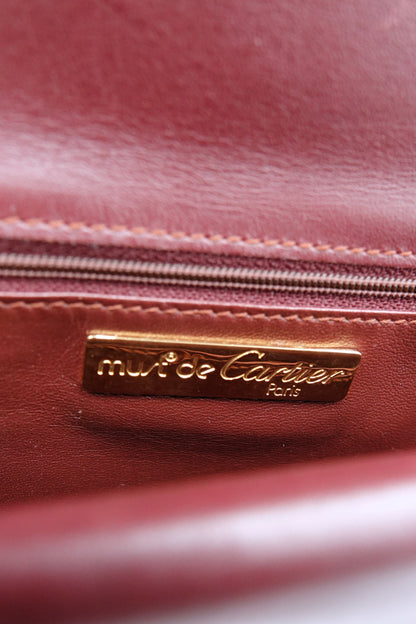 Vintage “Must de Cartier” Burgundy Leather Envelope Shoulder Bag, C. 1990's