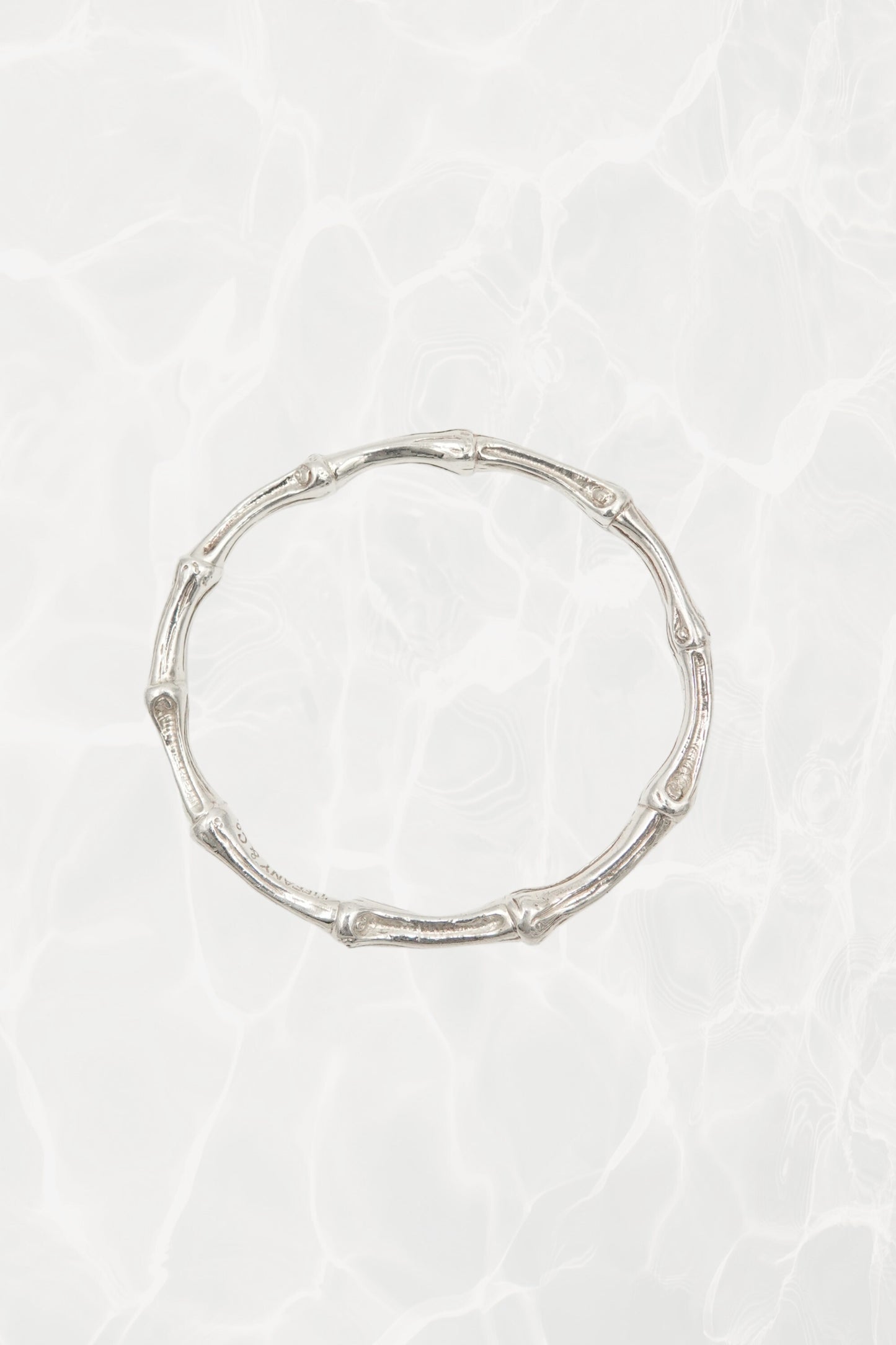 Vintage Tiffany & Co. bamboo motif sterling silver bangle bracelet, vintage designer jewelry