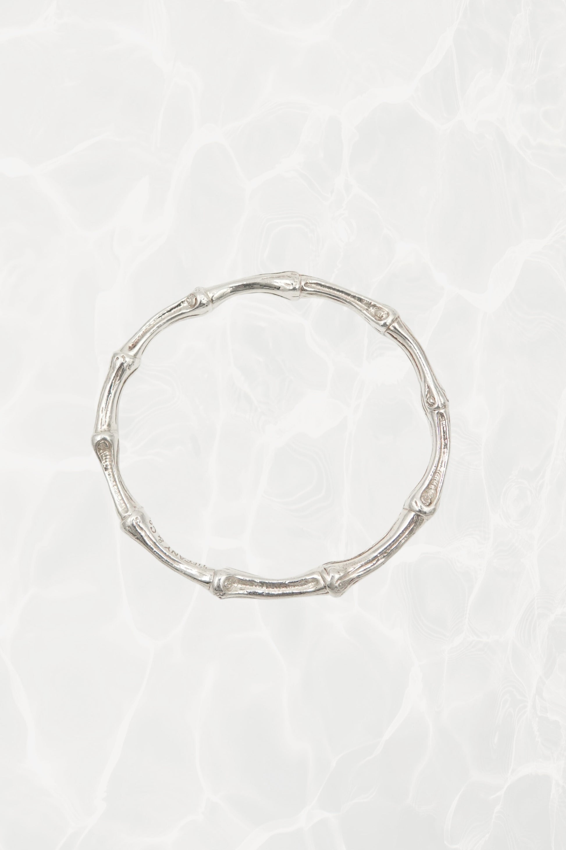 Vintage Tiffany & Co. bamboo motif sterling silver bangle bracelet, vintage designer jewelry