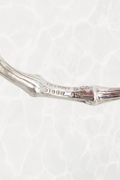 Vintage Tiffany & Co. bamboo motif sterling silver bangle bracelet, vintage designer jewelry