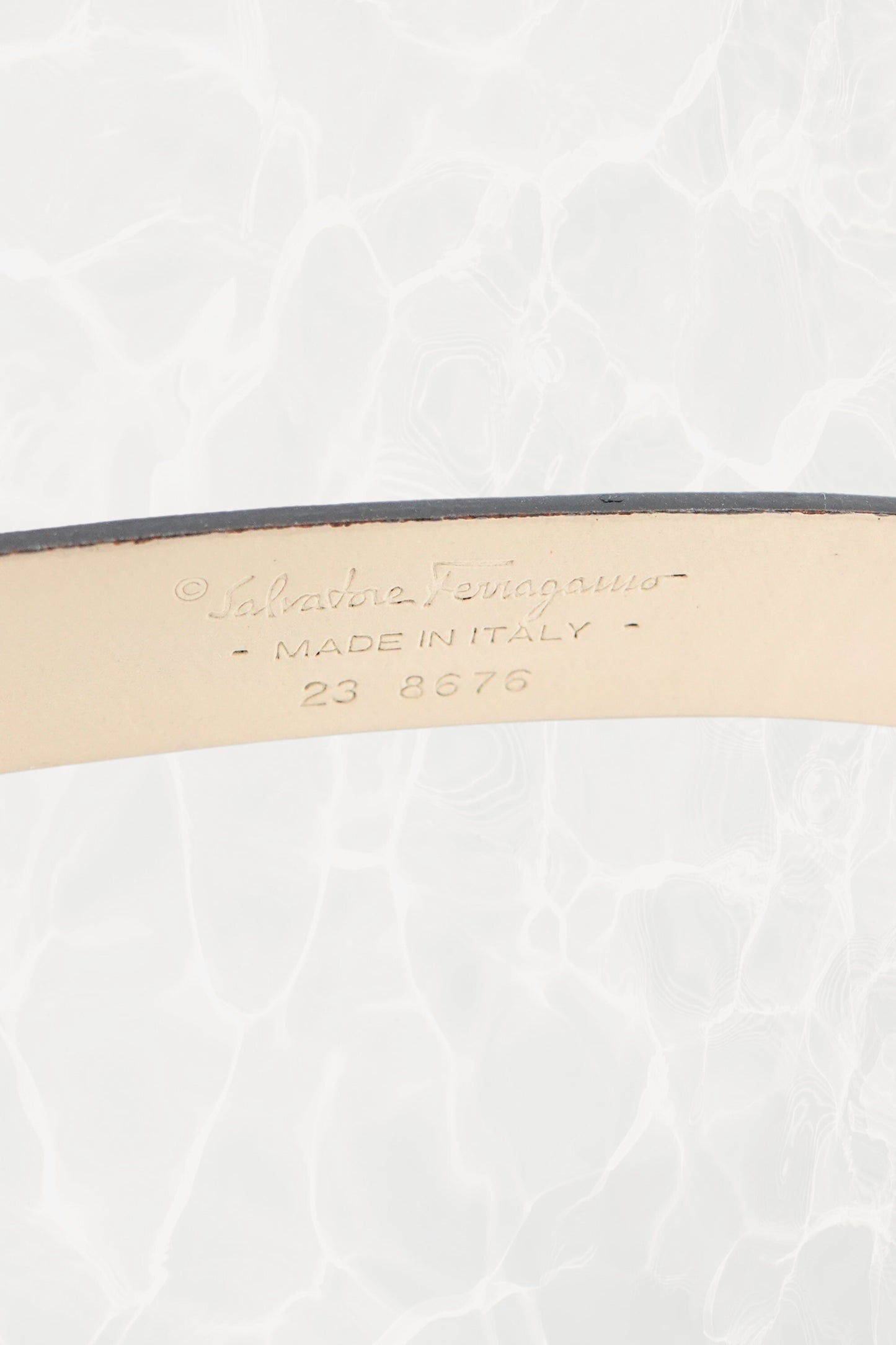 Pewter Leather Thin Belt with Silver Logo Plate