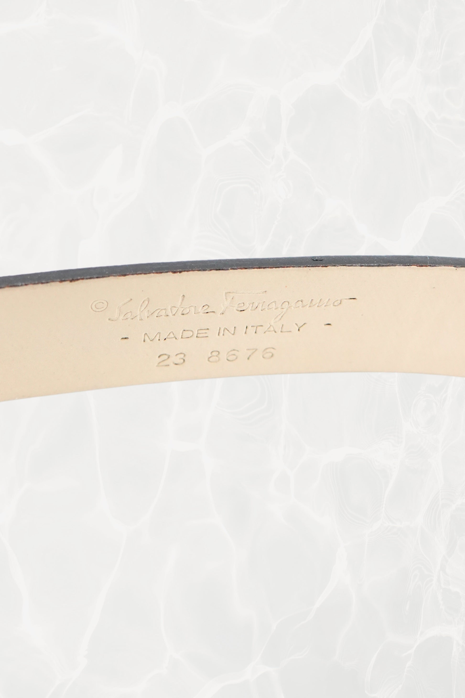 Pewter Leather Thin Belt with Silver Logo Plate