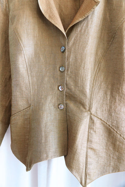 Vintage 1990s Gold Metallic Linen Jacket