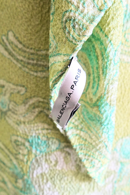 Balenciaga Edition by Nicolas Ghesquière Chartreuse Cloqué Brocade Tunic Dress with Scarf