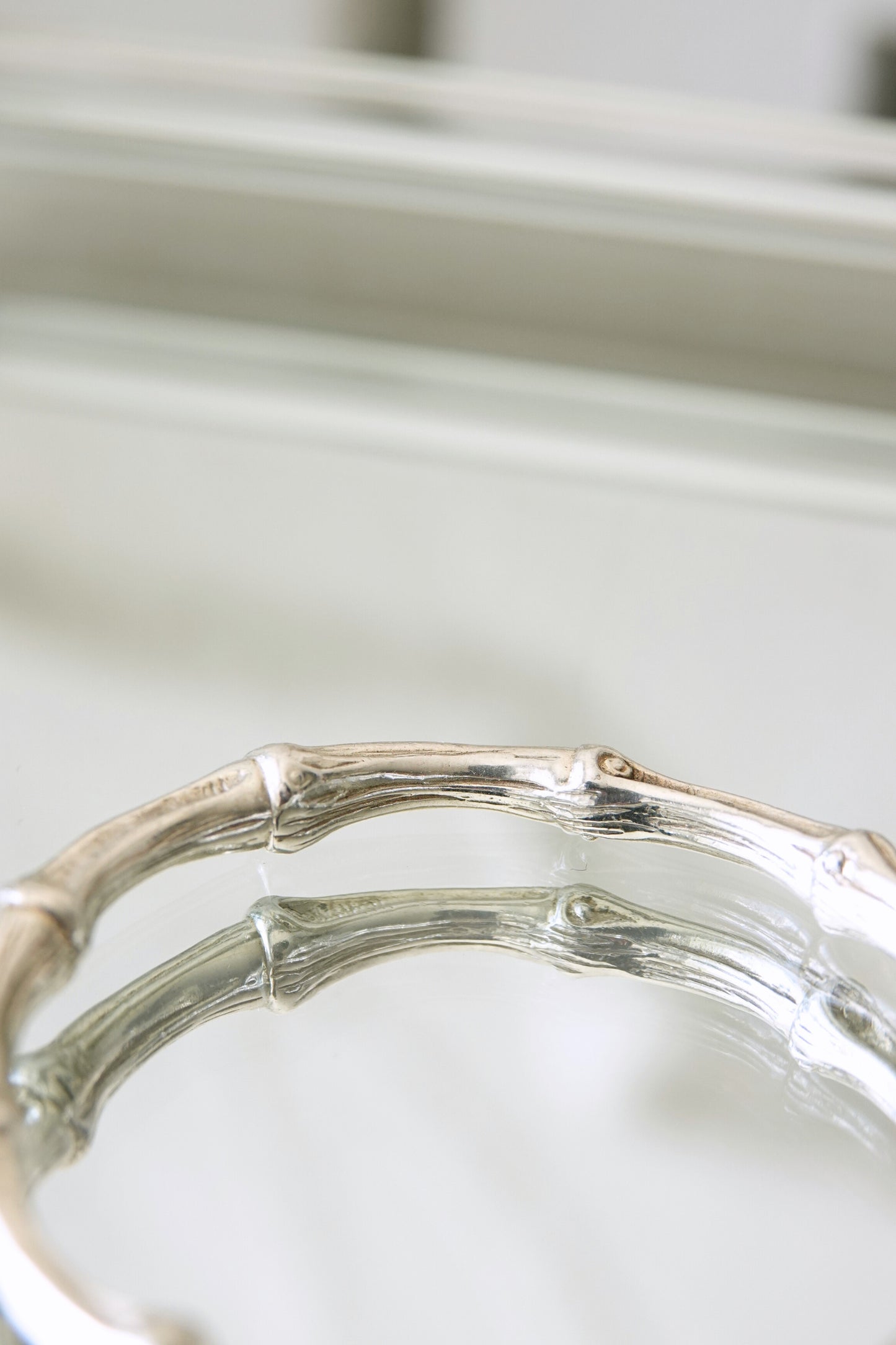 Vintage Tiffany & Co. bamboo motif sterling silver bangle bracelet, vintage designer jewelry