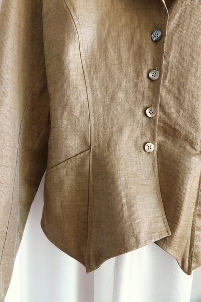 Vintage 1990s Gold Metallic Linen Jacket