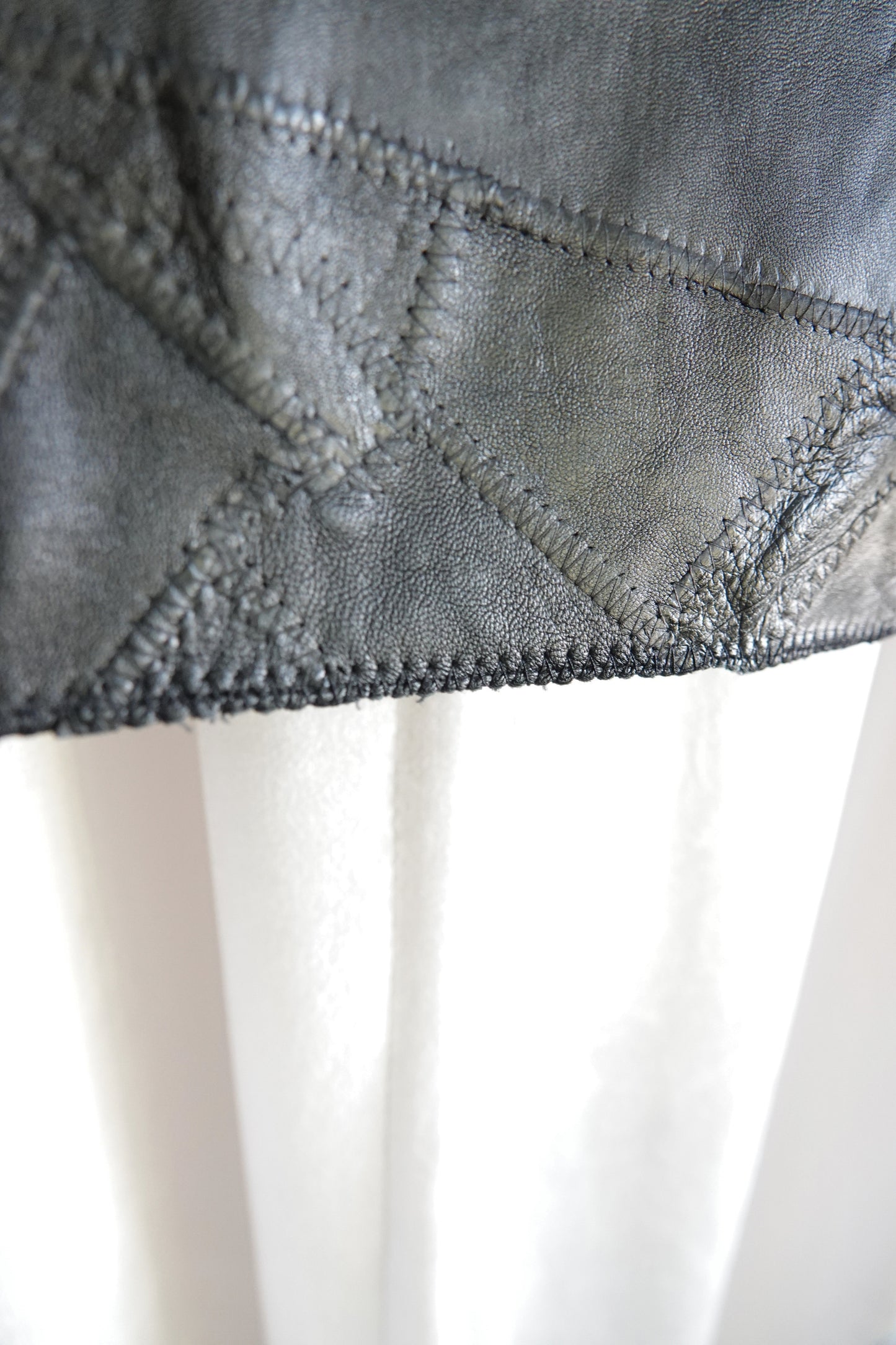 Vintage Early 2000s Black Patchwork Leather Wrap Skirt