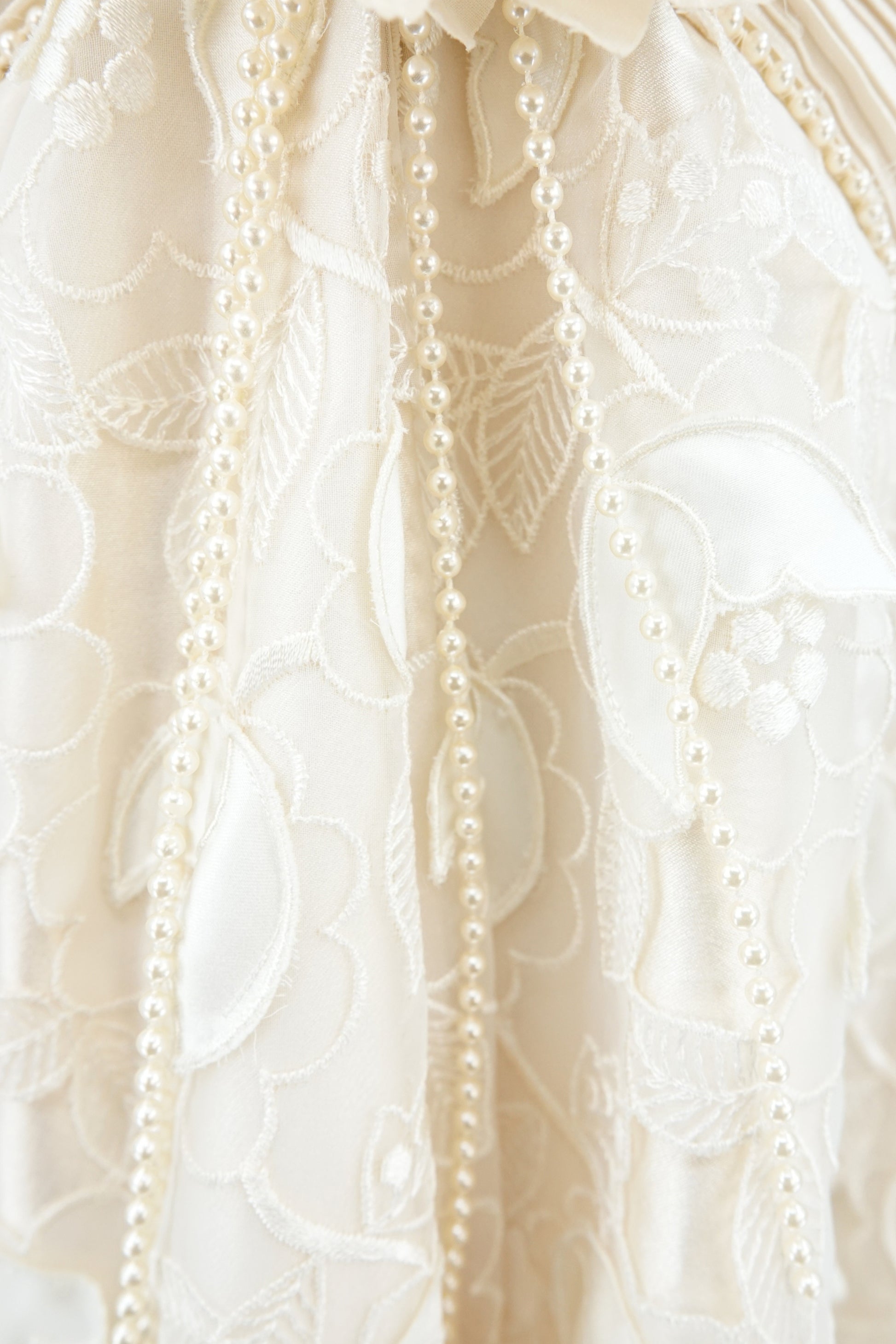 Condition detail — George F. Couture ivory ball gown