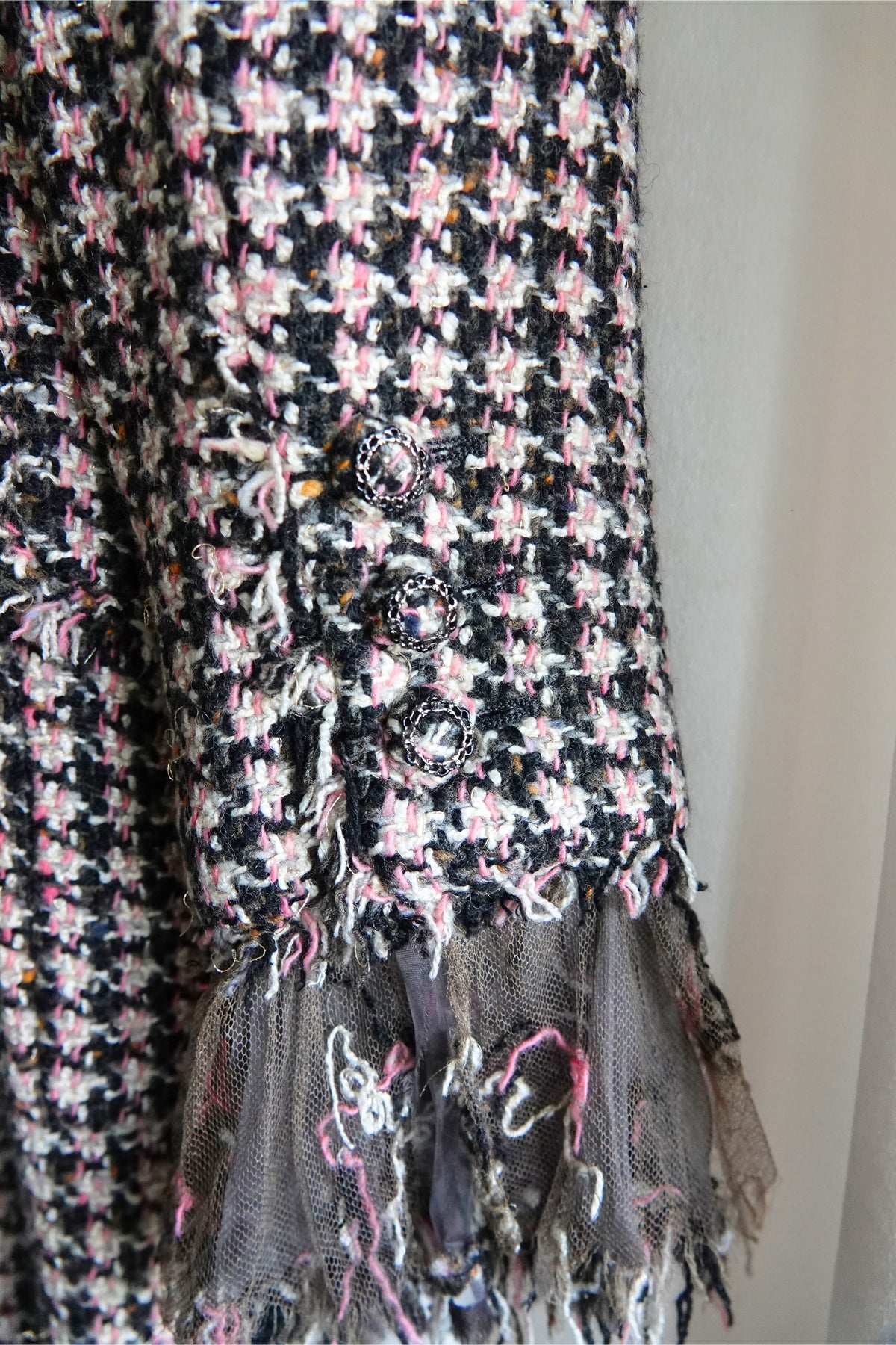 Chanel by Karl Lagerfeld Métiers d'Art Paris-London Fringed Houndstooth Tweed Coat