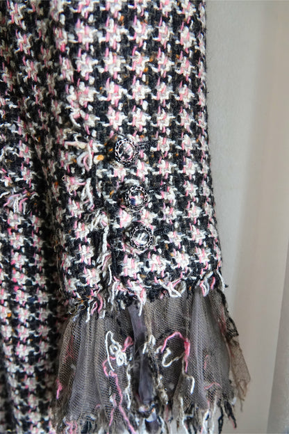 Chanel by Karl Lagerfeld Métiers d'Art Paris-London Fringed Houndstooth Tweed Coat