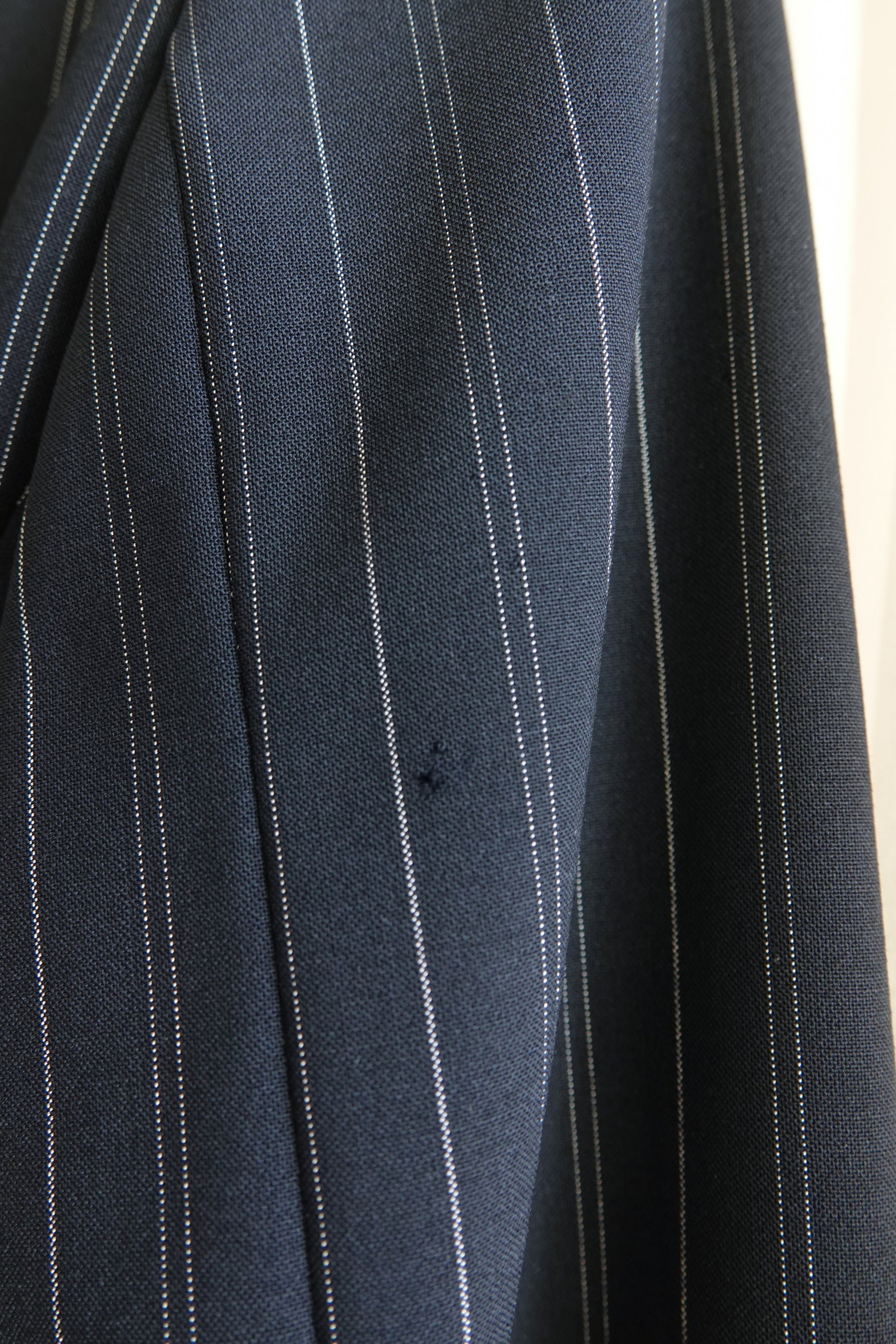 Vintage Armani Collezioni navy pinstripe jacket, on hanger — Disco Palma
