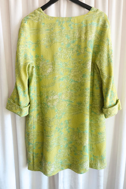 Balenciaga Edition by Nicolas Ghesquière Chartreuse Cloqué Brocade Tunic Dress with Scarf