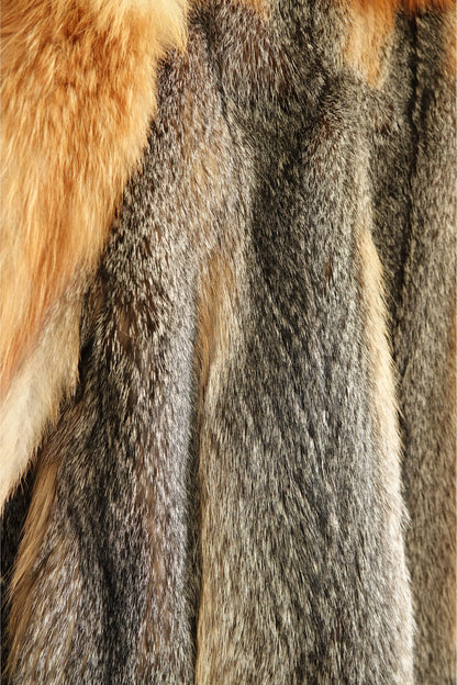 1970s Voluminous Red Fox Fur Cropped Jacket with Natural Silver Fox Panels